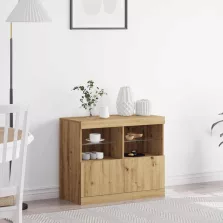  vidaXL LED tálaló LED -es lámpákkal Barna 81 x 37 x 66,5 cm Faanyag