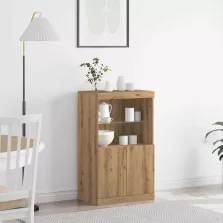   vidaXL LED tálaló LED -es lámpákkal Barna 60 x 37 x 100 cm Faanyag