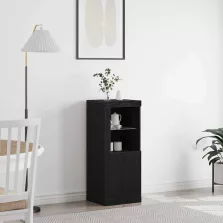 vidaXL LED tálaló Fekete tölgy 41 x 37 x 100 cm Faanyag