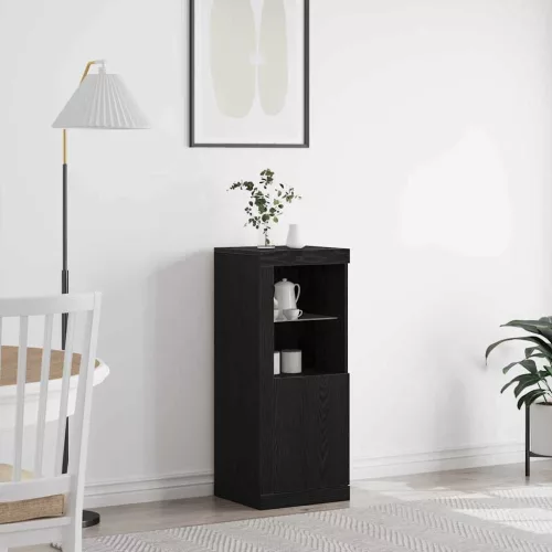 vidaXL LED tálaló Fekete tölgy 41 x 37 x 100 cm Faanyag