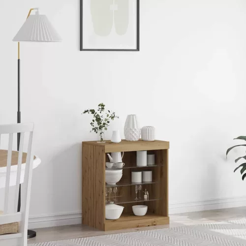 vidaXL LED tálaló Artisan tölgy 60,5 x 37 x 67 cm Faanyag
