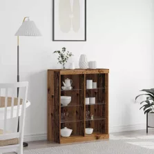   vidaXL LED tálaló LED -es lámpákkal Öreg fa 41 x 37 x 100 cm Faanyag