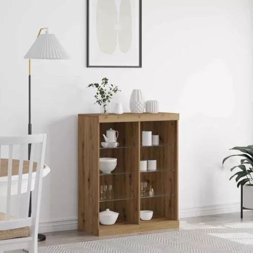 vidaXL LED tálaló Artisan tölgy 41 x 37 x 100 cm Faanyag