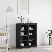 vidaXL LED tálaló Fekete tölgy 41 x 37 x 100 cm Faanyag