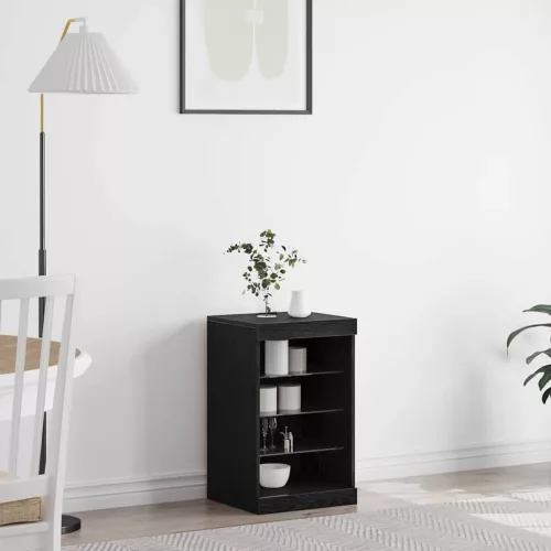 vidaXL LED tálaló Fekete tölgy 41 x 37 x 67 cm Faanyag