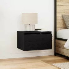   vidaXL Fali éjjeli szekrény Fekete tölgy 50 x 36 x 30 cm Faanyag