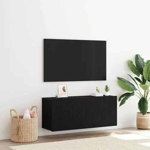 vidaXL TV szekrény garnitúra Fekete tölgy 100 x 30 x 41 cm Faanyag