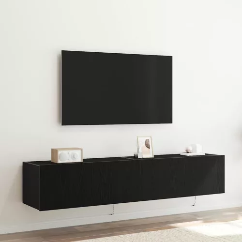 vidaXL TV Fali Szekrény 2 pcs Fekete tölgy 80 x 35 x 31 cm Faanyag
