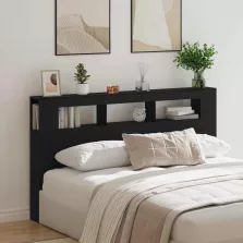   vidaXL LED ágytámla Fekete tölgy 180 x 18,5 x 103,5 cm Faanyag