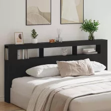   vidaXL LED ágytámla Fekete tölgy 220 x 18,5 x 103,5 cm Faanyag