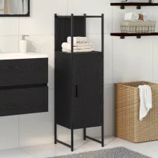   vidaXL Fürdőszoba Szekrény Fekete Tölgy 33x33x120,5 cm Mérnöki Fa
