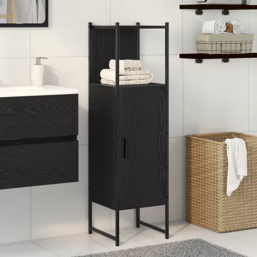 vidaXL Fürdőszoba Szekrény Fekete Tölgy 33x33x120,5 cm Mérnöki Fa