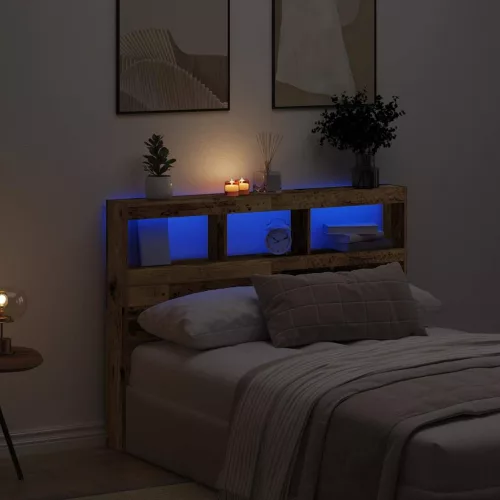 vidaXL antik fa áthidalószekrény LED-világítással 140 x 17 x 102 cm