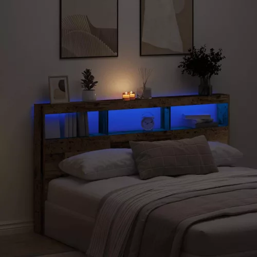 vidaXL antik fa áthidalószekrény LED-világítással 180 x 17 x 102 cm