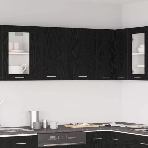 vidaXL Függő szekrény polcokkal Musta tammi 80 x 31 x 60 cm Faanyag