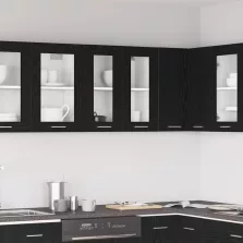   vidaXL Függő üveg szekrény Riga Musta tammi 60 x 31 x 60 cm Faanyag