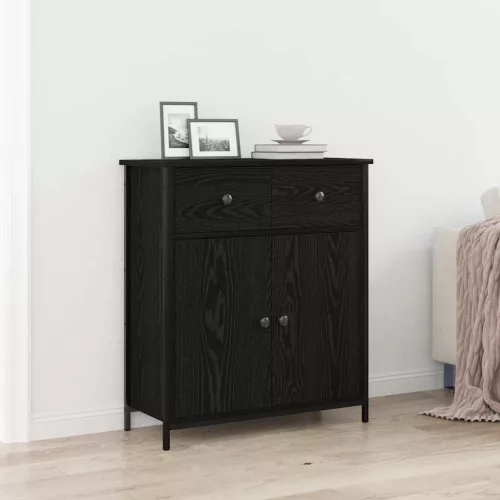 vidaXL Széf fiókkal Musta tammi 70 x 30 x 80 cm Faanyag