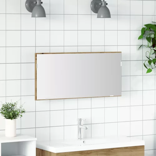vidaXL Fürdőszoba tükör szekrény LED világítással Mestergerenda tölgy 80x37 cm