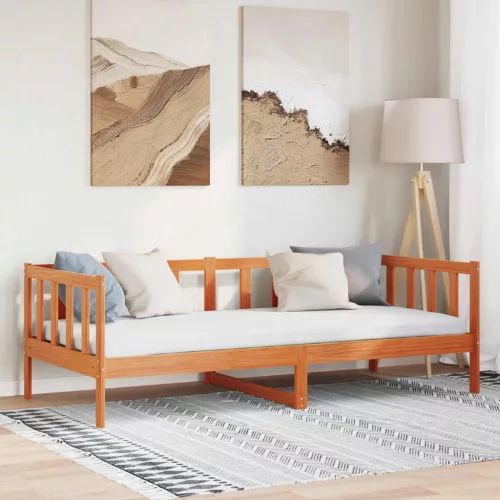 vidaXL Ágykeret fejtámlával Faggyú barna 90 x 190 cm Tömör fenyőfa