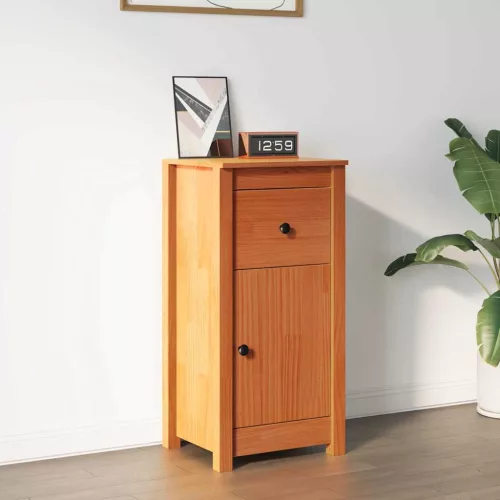 vidaXL Széf fiókkal Faggyú barna 39 x 34,5 x 80 cm Tömör fenyőfa