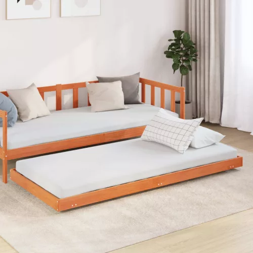 vidaXL Ágykeret Faggyú barna 70 x 190 cm Tömör fenyőfa