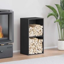   vidaXL fekete hidegen hengerelt acél tűzifatároló 40x30x75 cm