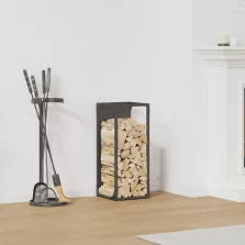   vidaXL fekete hidegen hengerelt acél tűzifatároló 25x25x60 cm