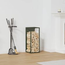   vidaXL olívazöld hidegen hengerelt acél tűzifatároló 25x25x60 cm