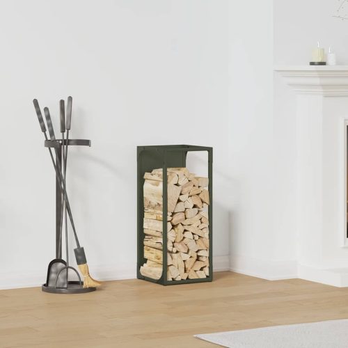 vidaXL olívazöld hidegen hengerelt acél tűzifatároló 25x25x60 cm