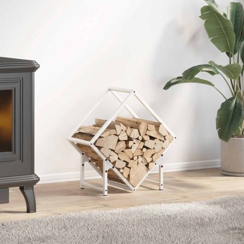 vidaXL fehér hidegen hengerelt acél tűzifatároló 50x25x50 cm