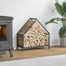   vidaXL fekete hidegen hengerelt acél tűzifatároló 60x25x60 cm