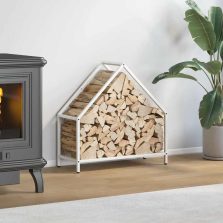   vidaXL fehér hidegen hengerelt acél tűzifatároló 60x25x60 cm