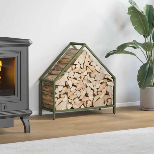 vidaXL olívazöld hidegen hengerelt acél tűzifatároló 60x25x60 cm