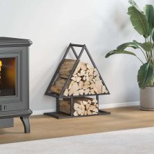   vidaXL fekete hidegen hengerelt acél tűzifatároló 50x25x60 cm