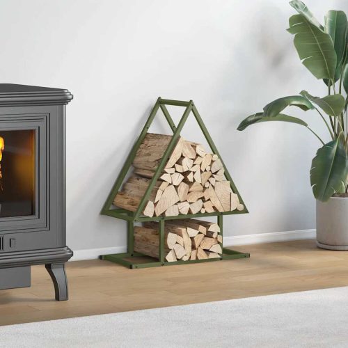 vidaXL olívazöld hidegen hengerelt acél tűzifatároló 50x25x60 cm