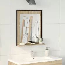   vidaXL Fürdőszobai tükör Fekete 50 x 12 x 60 cm Üveg és Műszaki Fa