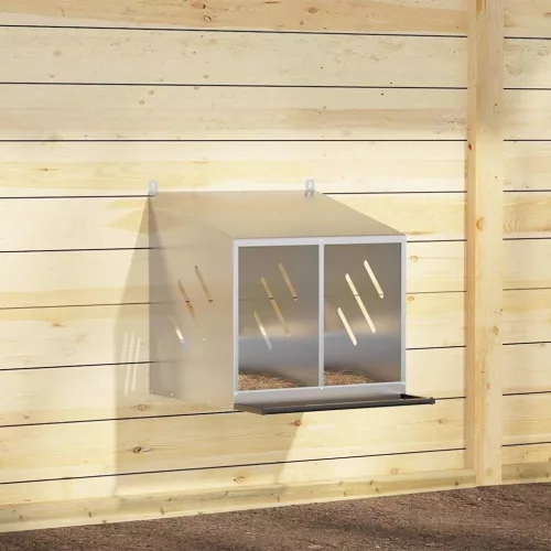 vidaXL horganyzott ezüst fém csirke fészekrakó doboz 2 rekesszel