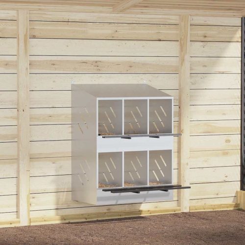 vidaXL horganyzott ezüst fém csirke fészekrakó doboz 6 rekesszel