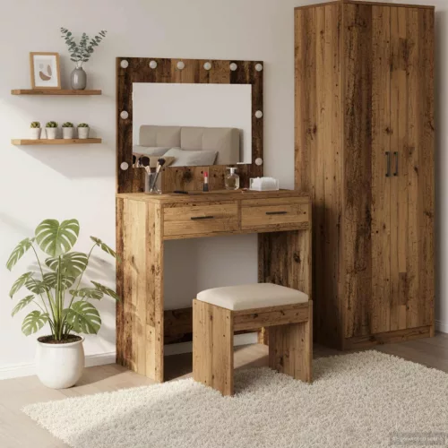 vidaXL Öltözködőasztal fiókkal Öreg fa 78,5 x 41 x 135 cm Faanyag