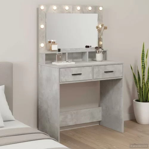 vidaXL Öltözködőasztal fiókkal Beton Szürke 79 x 41 x 135 cm Faanyag