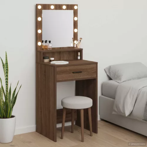 vidaXL Öltözködőasztal fiókkal Barna Tölgy 50 x 41 x 135 cm Faanyag