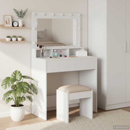 vidaXL Öltözködőasztal polcokkal Fehér 75,5 x 41 x 135 cm Faanyag