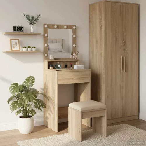 vidaXL Öltözködőasztal polcokkal Sonoma tölgy 50 x 41 x 135 cm Faanyag