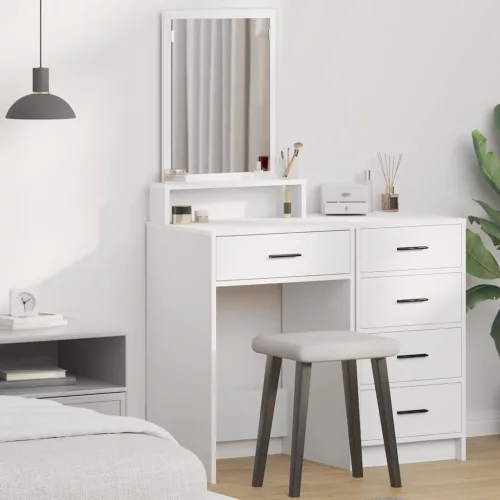 vidaXL Öltözködőasztal fiókkal tükörrel Fehér 50 x 41 x 140 cm Faanyag