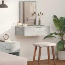   vidaXL Öltözködőasztal fiókkal tükörrel Szürke 60 x 40 x 70 cm Faanyag