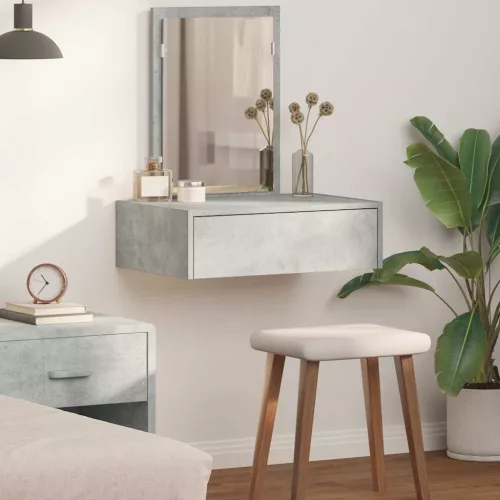 vidaXL Öltözködőasztal fiókkal tükörrel Szürke 60 x 40 x 70 cm Faanyag