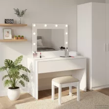  vidaXL Öltözködőasztal tükör lámpákkal Fehér 83 x 40 x 70 cm Faanyag