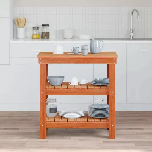 vidaXL Munkapad polcokkal Faggyú barna 78,5 x 50 x 80 cm Tömör fenyőfa