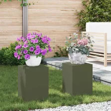   vidaXL Növényállvány 2 pcs Oliva zöld 24 x 24 x 35 cm Acél
