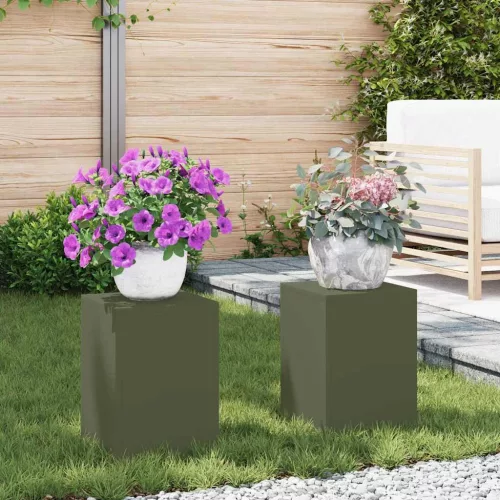 vidaXL Növényállvány 2 pcs Oliva zöld 24 x 24 x 35 cm Acél